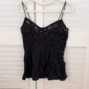 Motivi Black Eyelet Camisole with Spaghetti Straps